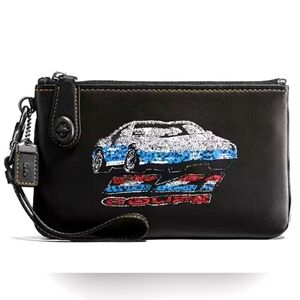 COACH 1941 CAR COUPE BLACK SEQUINS TURNLOCK WRISTLET 21‎ WALLET LTD EDITION